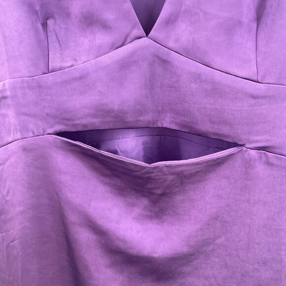ENDLESS ROSE Dress Size Large NWT Boutique Ethel Purple Satin Cut Out Bodycon - Picture 9 of 16